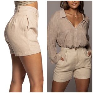 BEIGE  LINEN SHORT